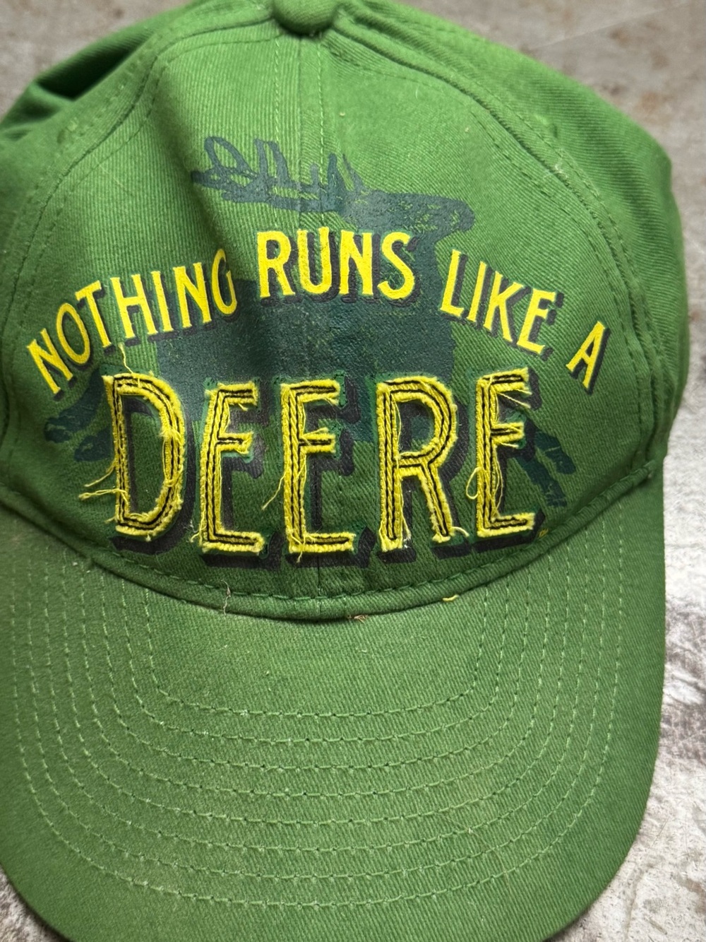 John Deere Green Cap Hat with Yellow Logo Embroidery Nothing runs like a deer